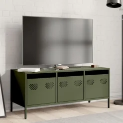 vidaXL Tv-meubel 101,5x39x43,5 cm koudgewalst staal olijfgroen