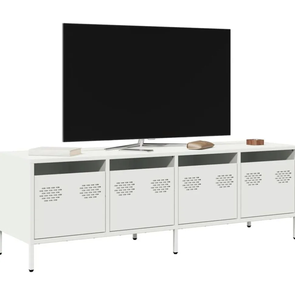vidaXL Tv-meubel 135x39x43,5 cm koudgewalst staal wit