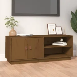 vidaXL Tv-meubel 105x34x40 cm massief grenenhout honingbruin