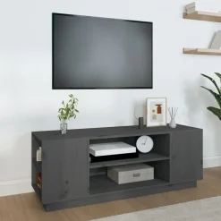 vidaXL Tv-meubel 110x35x40,5 cm massief grenenhout grijs