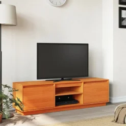vidaXL Tv-meubel 140x35x40 cm massief grenenhout wasbruin
