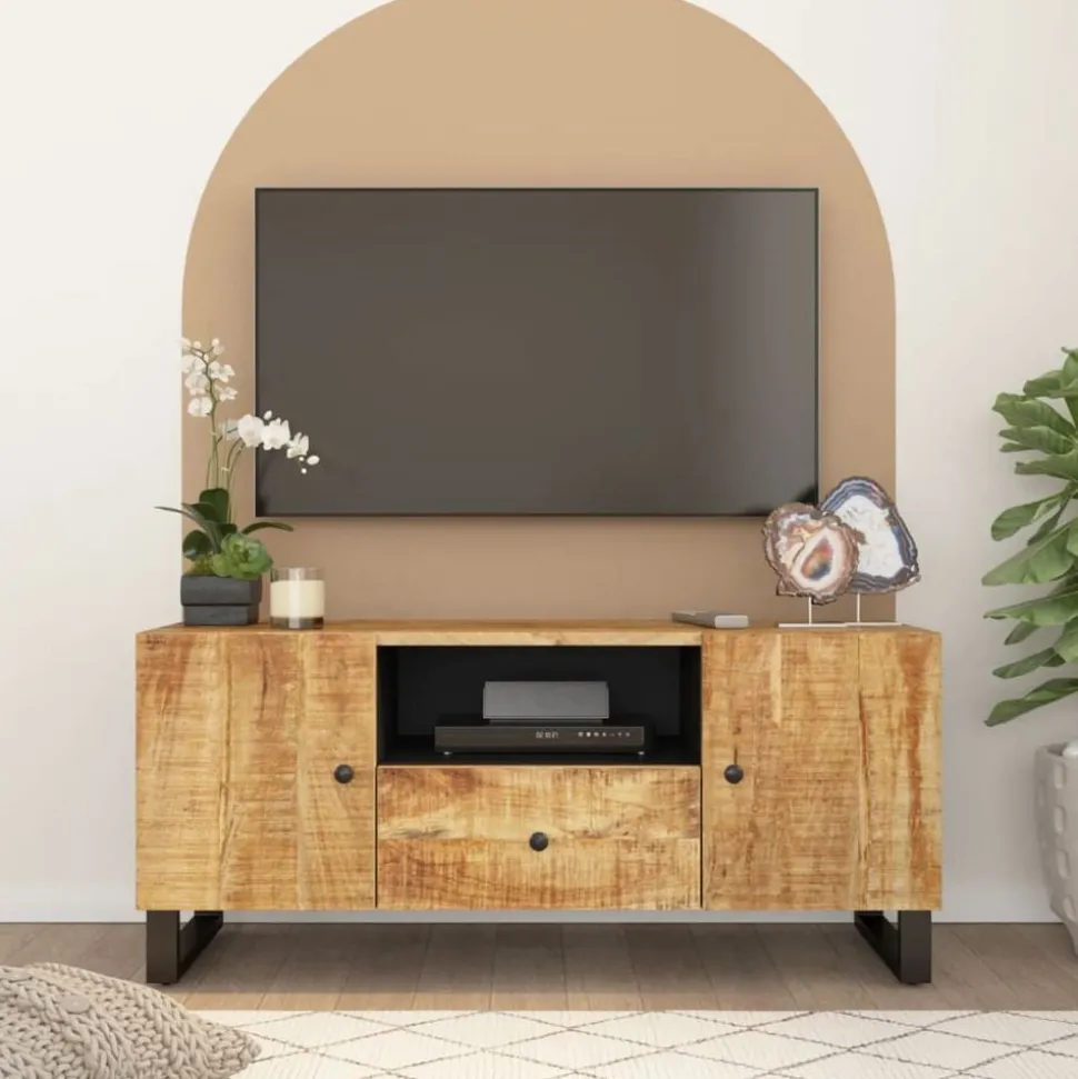 vidaXL Tv-meubel 105x33,5x46 cm massief mangohout en bewerkt hout