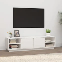 vidaXL Tv-meubel 156x40x40 cm massief grenenhout wit
