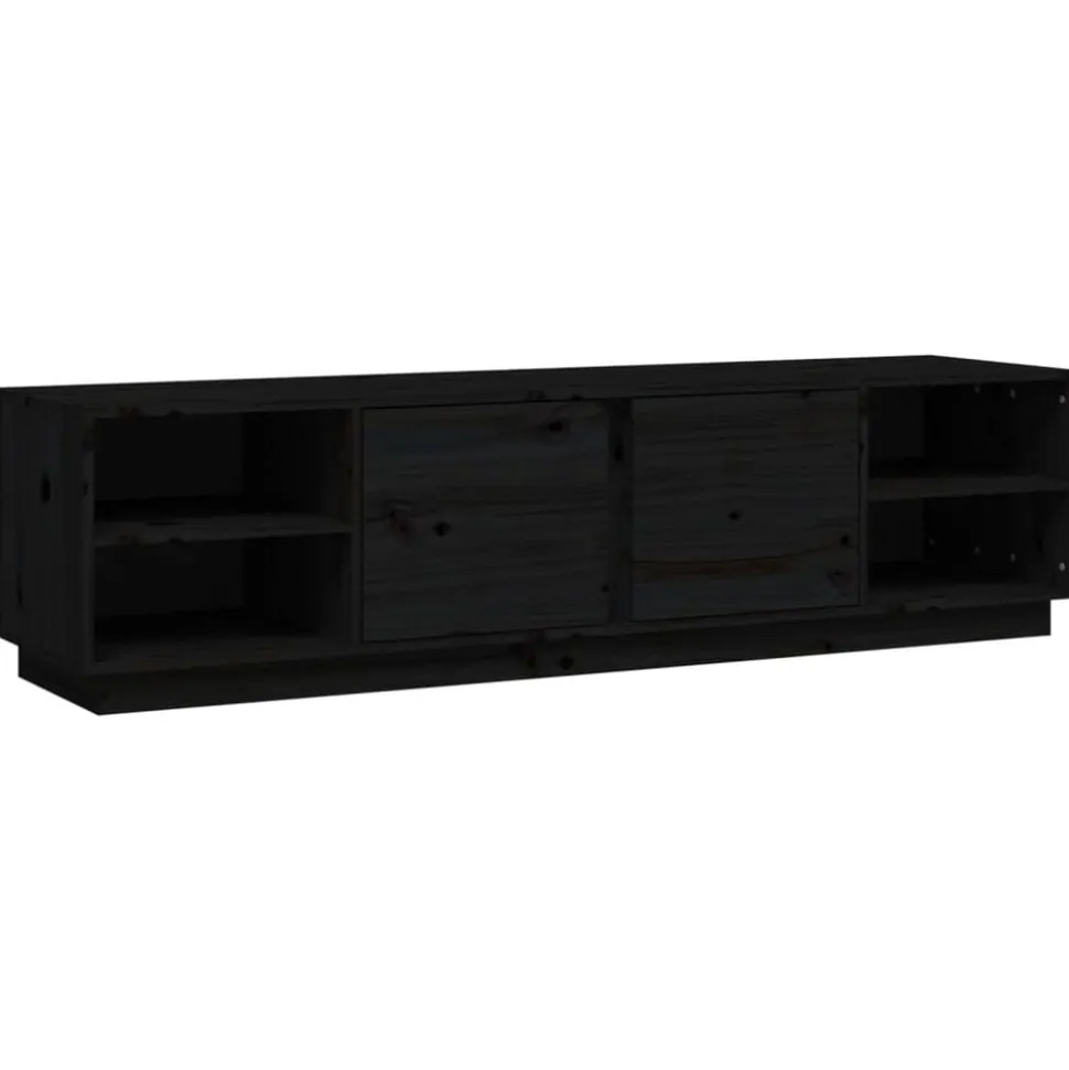 vidaXL Tv-meubel 156x40x40 cm massief grenenhout zwart