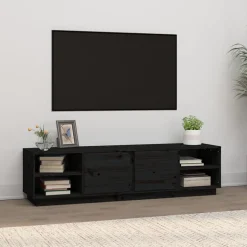 vidaXL Tv-meubel 156x40x40 cm massief grenenhout zwart