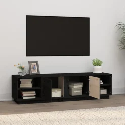 vidaXL Tv-meubel 156x40x40 cm massief grenenhout zwart