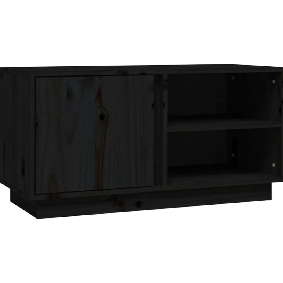 vidaXL Tv-meubel 80x35x40,5 cm massief grenenhout zwart