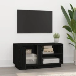 vidaXL Tv-meubel 80x35x40,5 cm massief grenenhout zwart