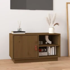 vidaXL Tv-meubel 70x34x40 cm massief grenenhout honingbruin