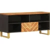 vidaXL Tv-meubel 100x33,5x46 cm massief mangohout bruin en zwart