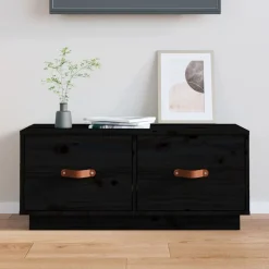 vidaXL Tv-meubel 80x34x35 cm massief grenenhout zwart