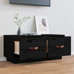 vidaXL Tv-meubel 80x34x35 cm massief grenenhout zwart