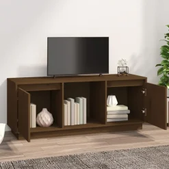 vidaXL Tv-meubel 110,5x35x44 cm massief grenenhout honingbruin