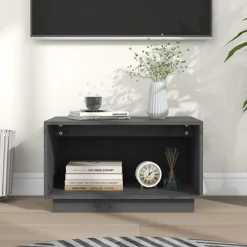 vidaXL Tv-meubel 60x35x35 cm massief grenenhout grijs