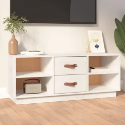 vidaXL Tv-meubel 100x34x40 cm massief grenenhout wit