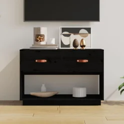 vidaXL Tv-meubel 90x40x60 cm massief grenenhout zwart