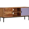 vidaXL Tv-meubel 110x30x50 cm massief acaciahout honingbruin en grijs