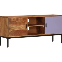 vidaXL Tv-meubel 110x30x50 cm massief acaciahout honingbruin en grijs