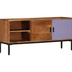 vidaXL Tv-meubel 110x30x50 cm massief acaciahout honingbruin en grijs