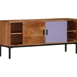 vidaXL Tv-meubel 110x30x50 cm massief acaciahout honingbruin en grijs