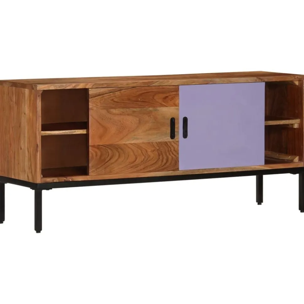 vidaXL Tv-meubel 110x30x50 cm massief acaciahout honingbruin en grijs