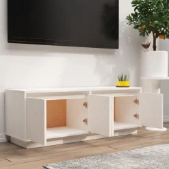 vidaXL Tv-meubel 110x34x40 cm massief grenenhout wit