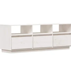 vidaXL Tv-meubel 140x37x50 cm massief grenenhout wit