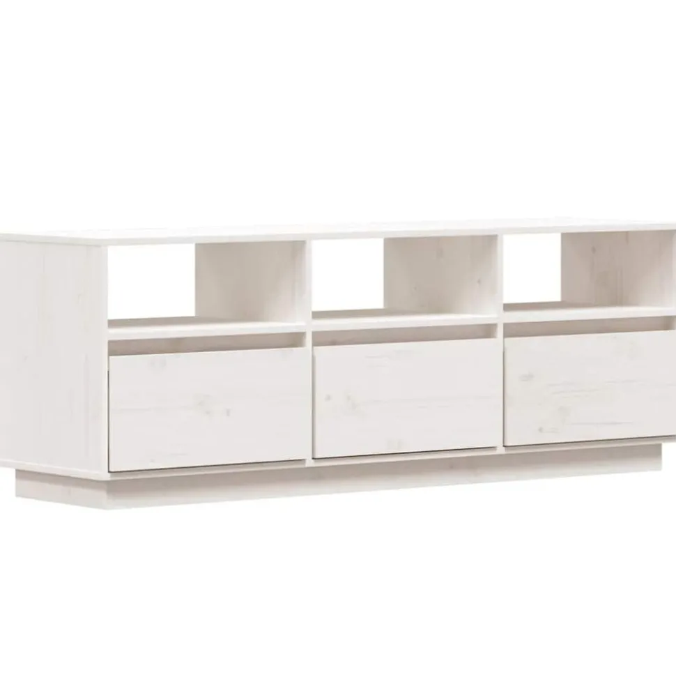 vidaXL Tv-meubel 140x37x50 cm massief grenenhout wit