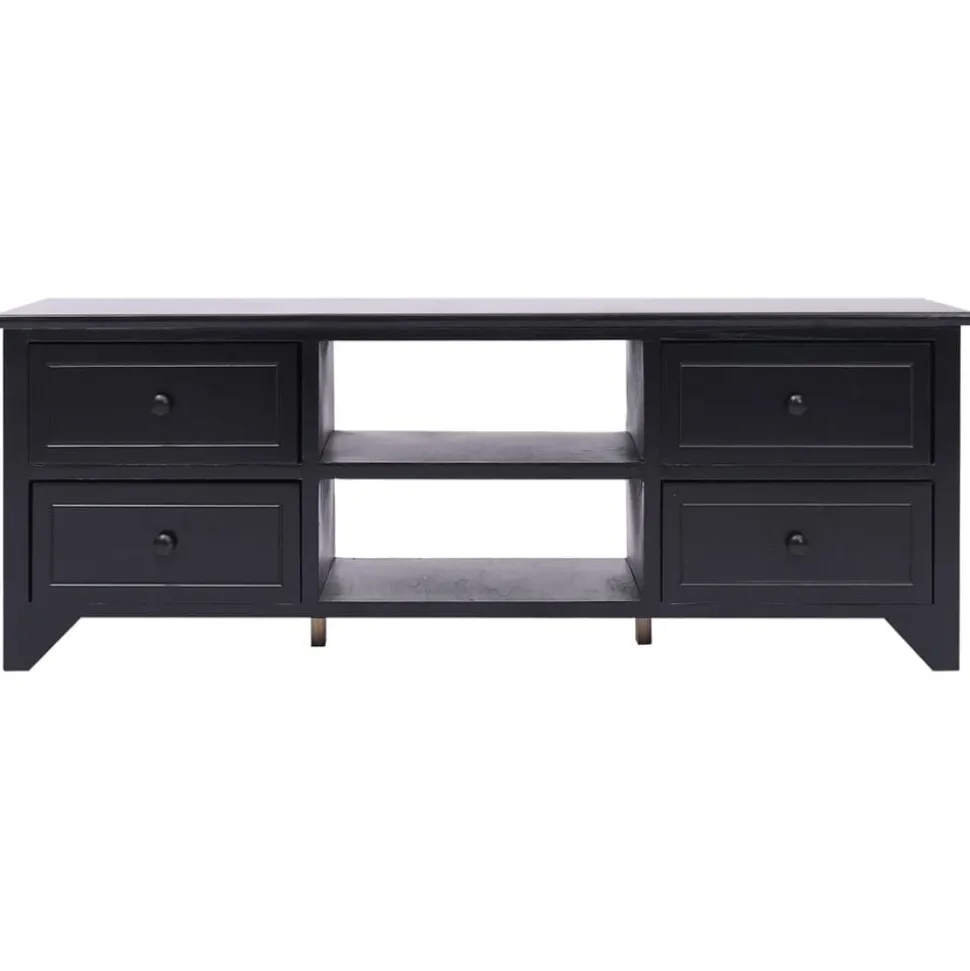 vidaXL Tv-meubel 108x30x40 cm massief paulowniahout zwart