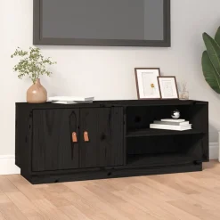 vidaXL Tv-meubel 105x34x40 cm massief grenenhout zwart