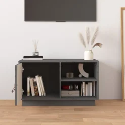 vidaXL Tv-meubel 70x34x40 cm massief grenenhout grijs