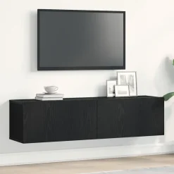 vidaXL Tv-meubel 120x30x30,5 cm spaanplaat zwart eikenkleurig