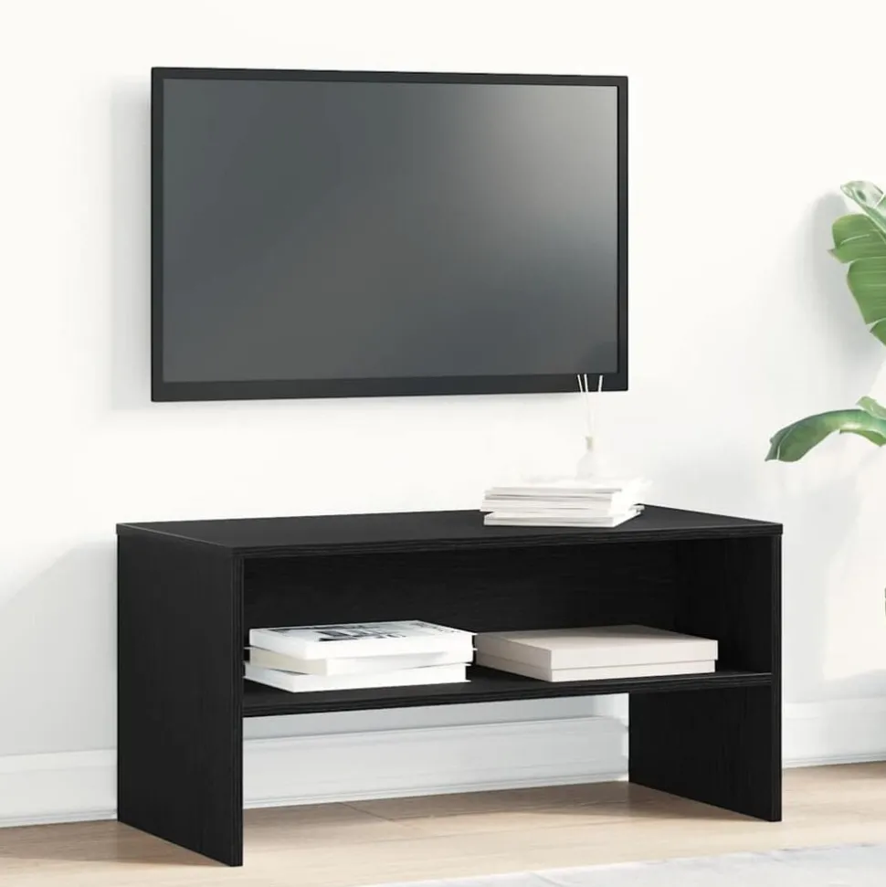 vidaXL Tv-meubel 80x40x40 cm spaanplaat zwart eikenkleurig
