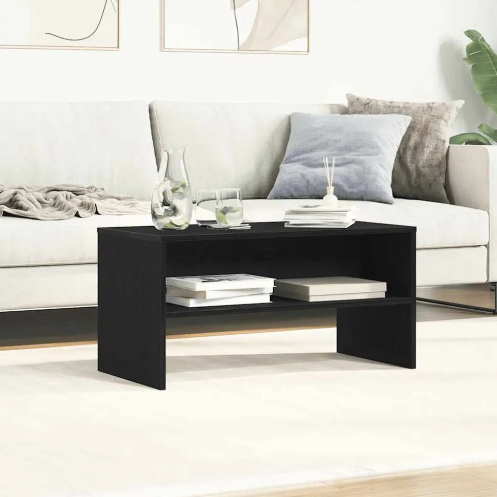 vidaXL Tv-meubel 80x40x40 cm spaanplaat zwart eikenkleurig