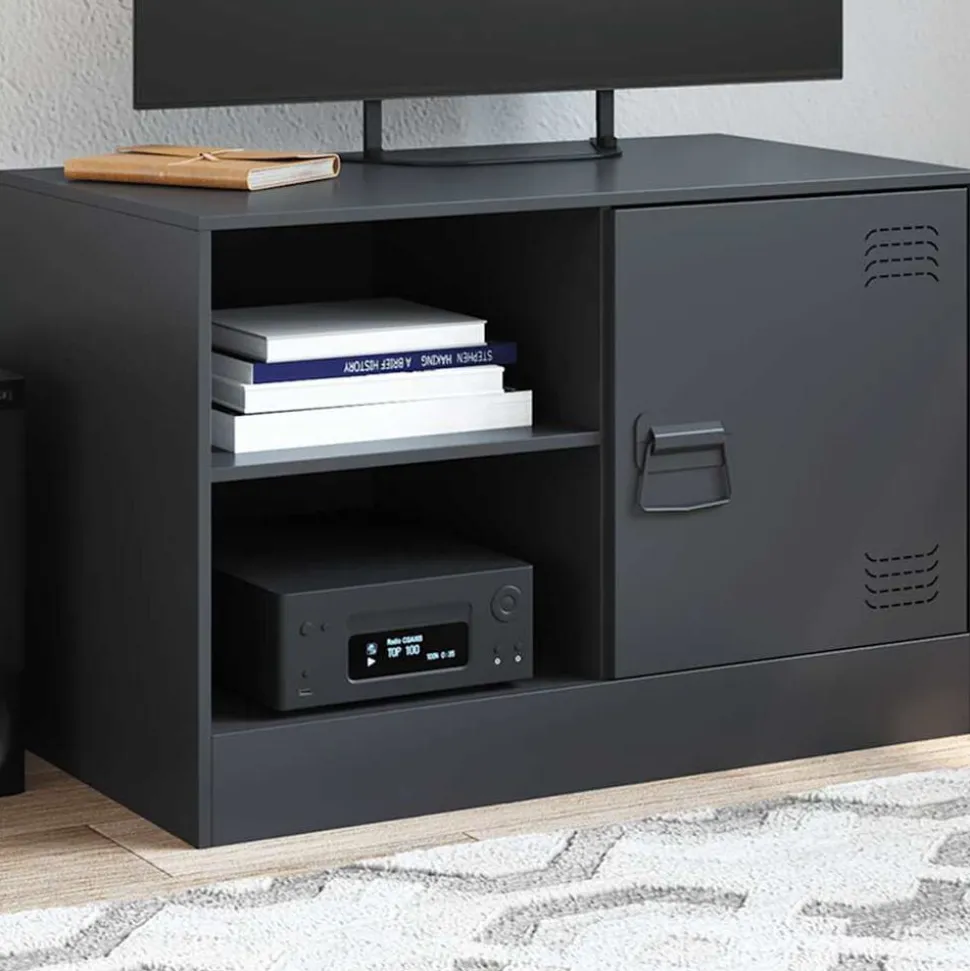 vidaXL Tv-meubel 67x39x44 cm staal zwart