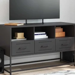 vidaXL Tv-meubel 100,5x39x60,5 cm staal zwart