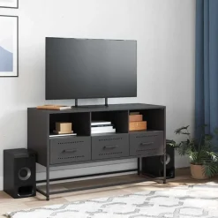 vidaXL Tv-meubel 100,5x39x60,5 cm staal zwart