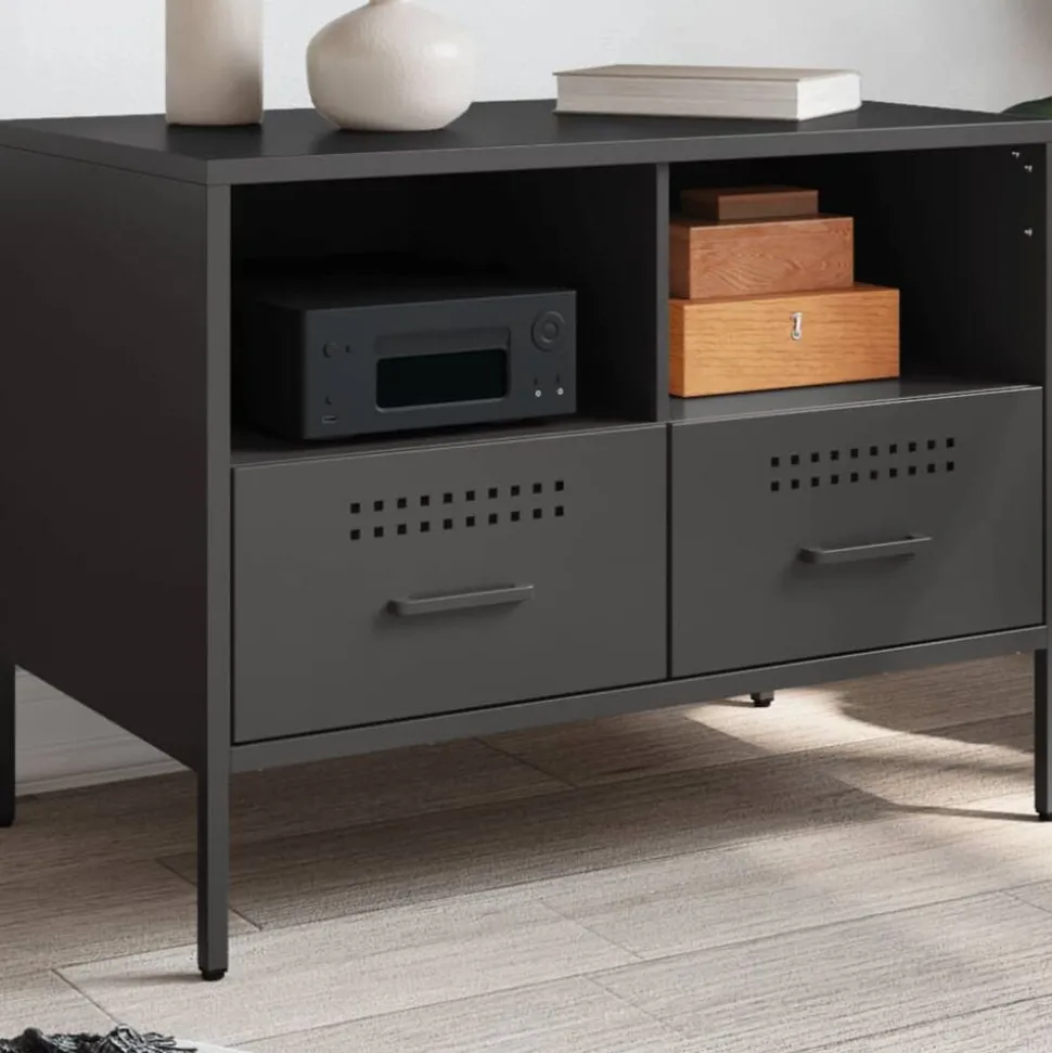 vidaXL Tv-meubel 68x39x50,5 cm staal zwart
