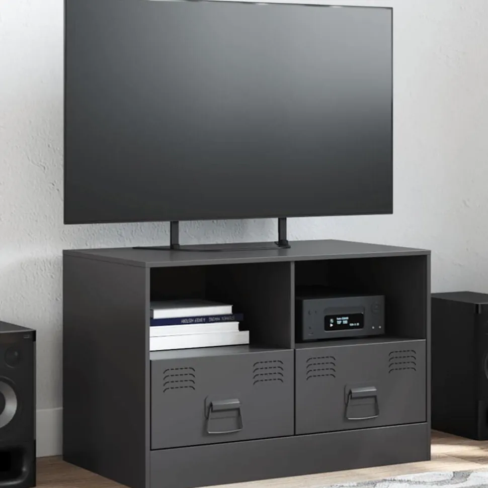 vidaXL Tv-meubel 67x39x44 cm staal zwart