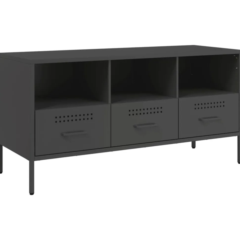 vidaXL Tv-meubel 100,5x39x50,5 cm staal zwart