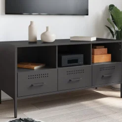vidaXL Tv-meubel 100,5x39x50,5 cm staal zwart