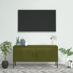 vidaXL Tv-meubel 105x35x50 cm staal olijfgroen