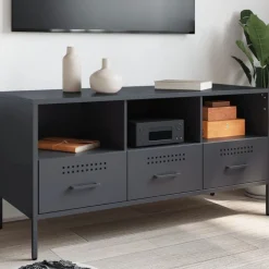 vidaXL Tv-meubel 100,5x39x50,5 cm staal antracietkleurig