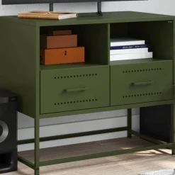 vidaXL Tv-meubel 68x39x60,5 cm staal olijfgroen