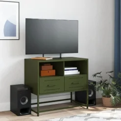 vidaXL Tv-meubel 68x39x60,5 cm staal olijfgroen