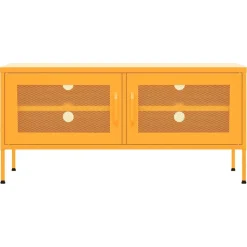 vidaXL Tv-meubel 105x35x50 cm staal mosterdgeel