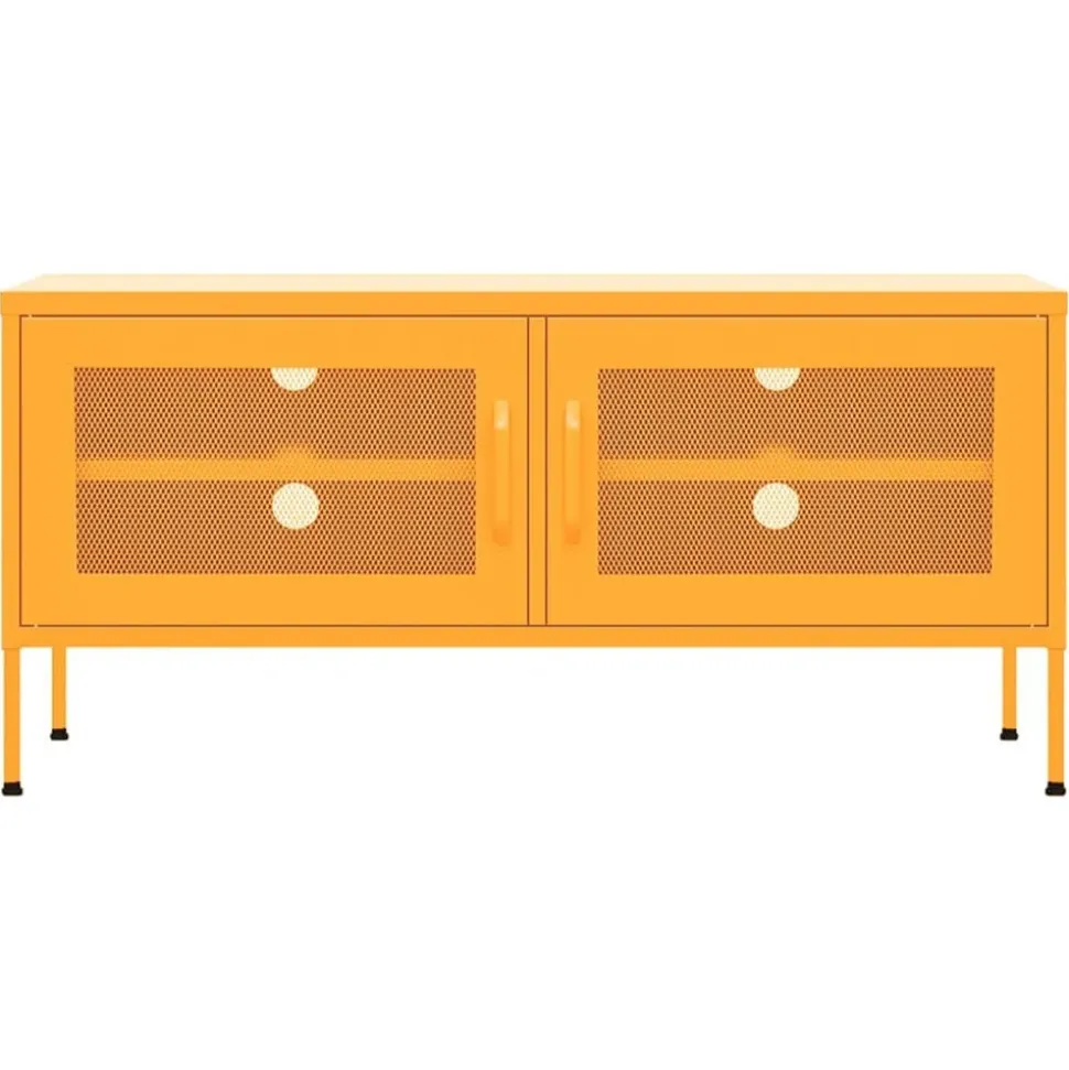 vidaXL Tv-meubel 105x35x50 cm staal mosterdgeel