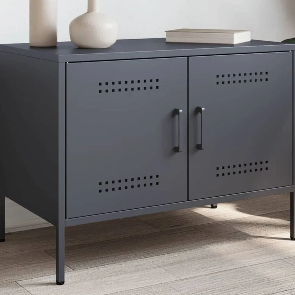 vidaXL Tv-meubel 68x39x50,5 cm staal antracietkleurig