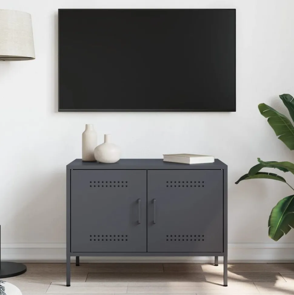 vidaXL Tv-meubel 68x39x50,5 cm staal antracietkleurig