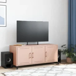 vidaXL Tv-meubel 100,5x39x43,5 cm staal roze